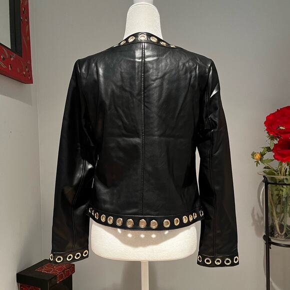 NEW Boston Proper Grommet Studded Faux Leather Edgy Jacket Black Sz M 8/10 NWT … - Picture 3 of 14